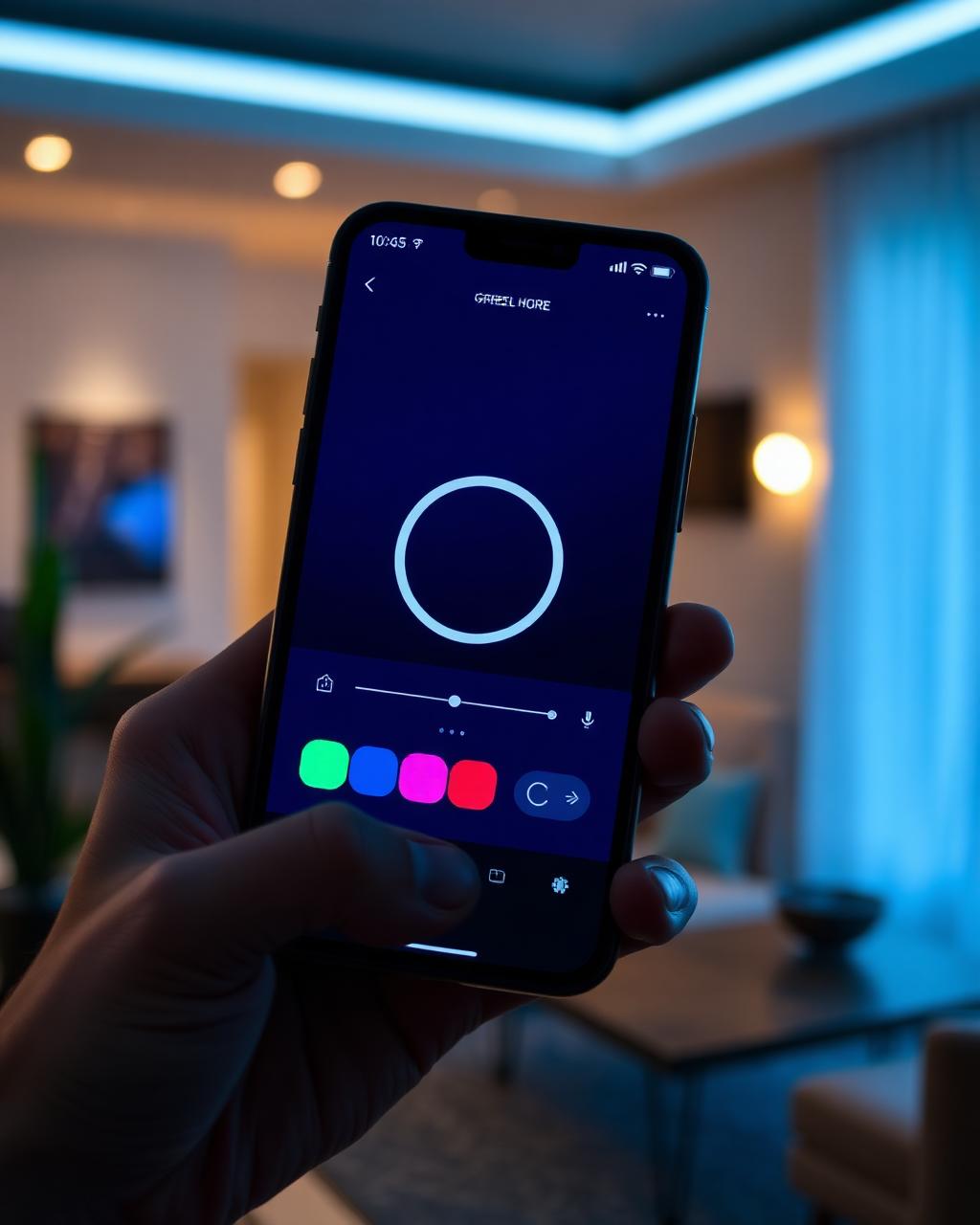 Smartphone controlling LED lighting scenes